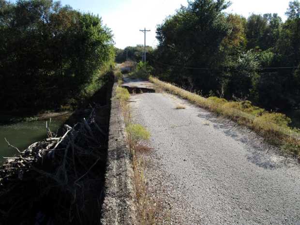 Hole in Roadbed of Esch's Spur Bridge